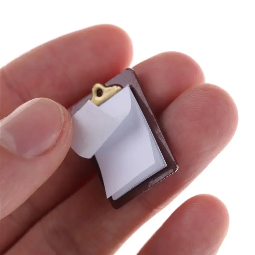 1:12 Scale Dollhouse Mini Stationery Set Mini Clip Writing Board Notebook File Folder Scene Decor Accessories