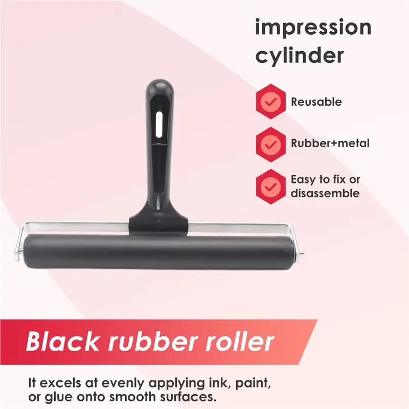 ABJN-8-Inch Rubber Roller, Brayer Roller Brush for Craft Art Painting, Print, Printmaking, Ink and Stamping
