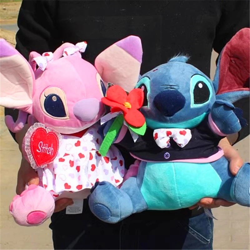 1piece 28cm Disney Lilo and Stitch high quality stitch and Angel plush Toys best Valentine gift Forever Valentine gift