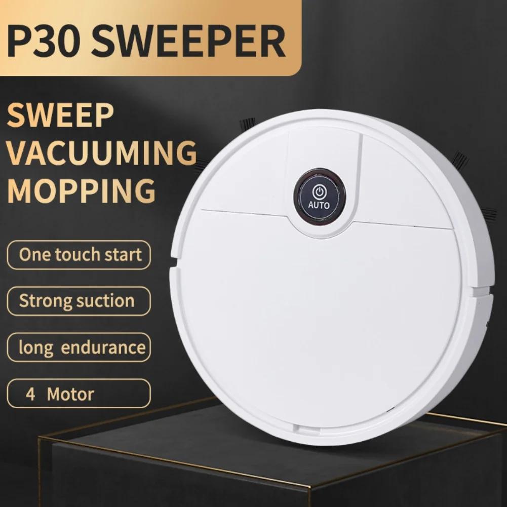 Household robotic vacuum cleaner with compact design and customizable cleaning modes for thorough autonomous floor cleaning