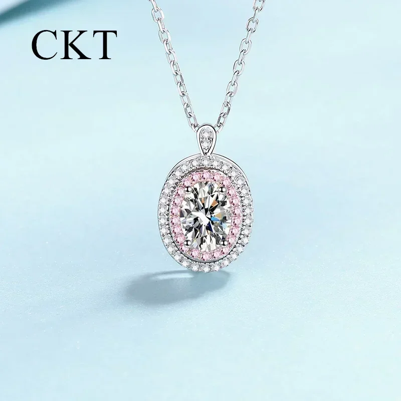 

18K White Gold High Quality 1 Carat Moissanite Necklace for Women Sweet Girl Heart Platinum Pt950 Pendants Wedding Fine Jewelry