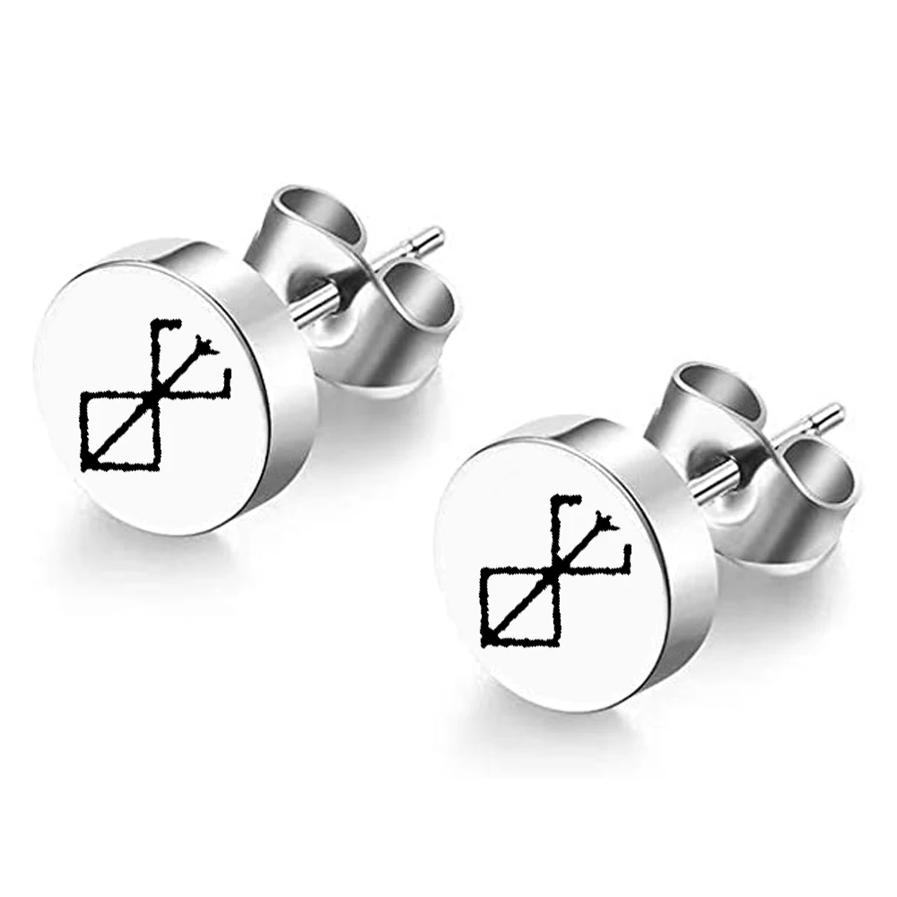 Japanese Anime Berserk Brand of Sacrifice Cross Earrings Black Swordsman Guts Stainless Steel Cosplay Jewelry Accessories Gifts