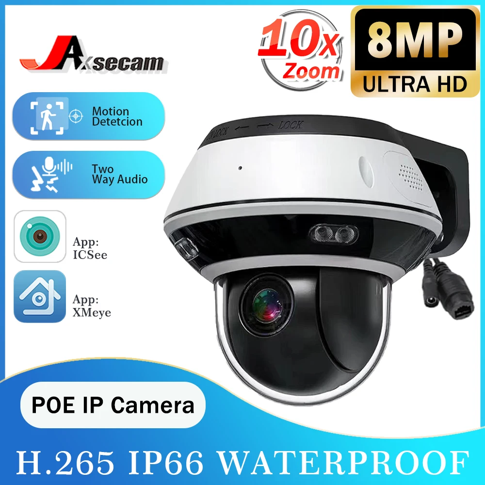 ICsee H.265 4K 8MP Security Protection POE IP Camera Human Detection Outdoor Audio Record Ultra HD Video Surveillanc Dome Camera