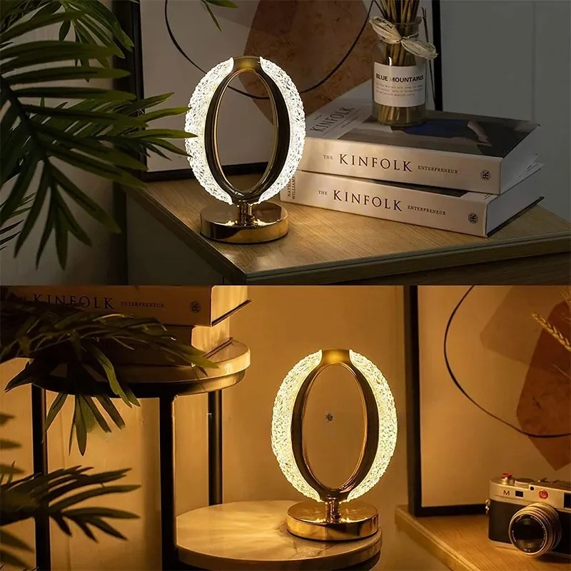

Crystal Table Lamp Bedside Touch Dimming Control Bedroom Decorative Strip USB Disk Modern Light Emitting Diode Lamp