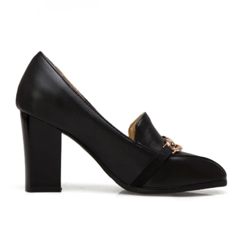 Elegant High Heels Women Pumps Shoes Spring Brand Black White Heeled Party Office Shoes Luxury Chain Casual Dress Pumps Big Size