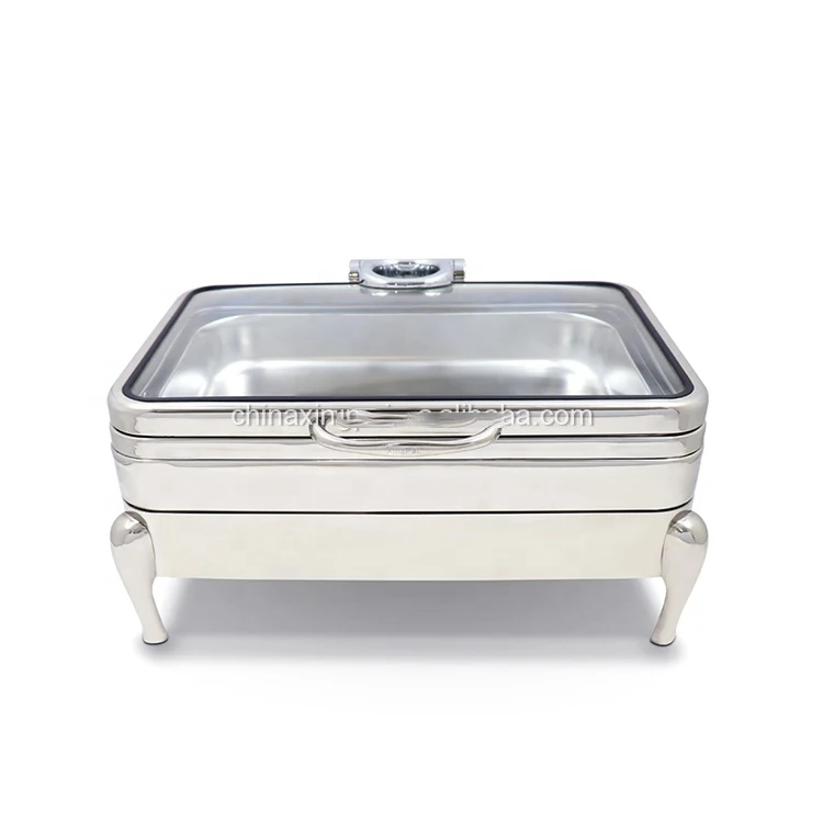 

Luxury Multi Specification Round Buffet stove Catering Kitchen Equipment Serving Food Warmer glass lid cover Chafing dish set