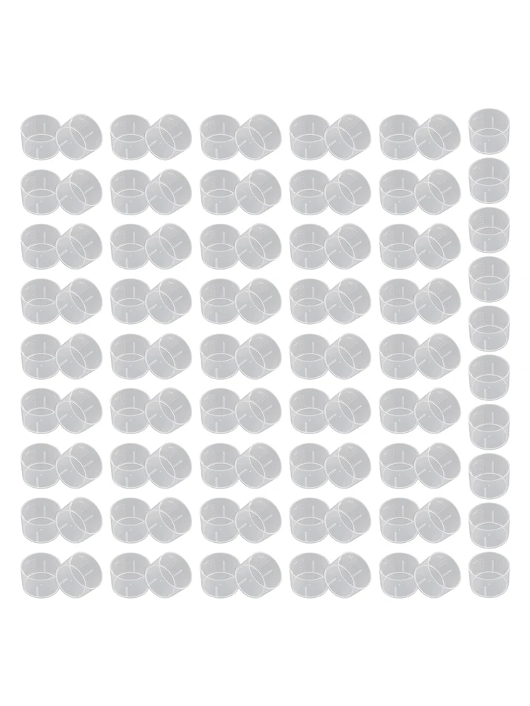 Conveniently Sized One Hundred Count Pack of Clear Disposable Plastic Measurement Tools at Five Milliliters Each