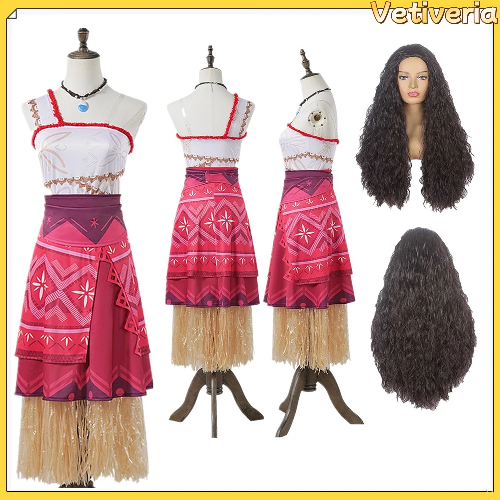 Women Moyana Princess Cosplay Costume Cartoon Polynesia Disfraz  Clothing Female Fantasy Halloween Carnival Party Suit