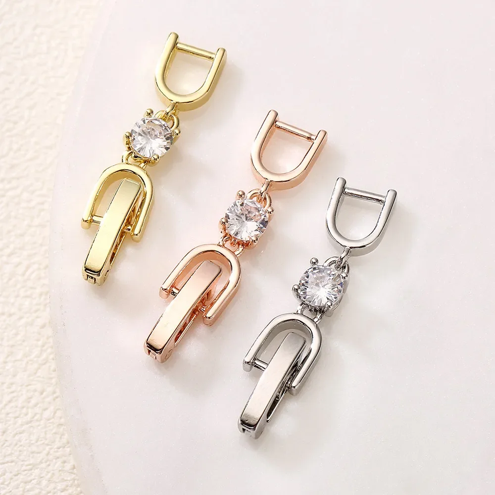 Fashion 1 Pcs Round Cz Zirconia White Rose Gold Color Extenders Extension Clasp for Bracelet or Necklace