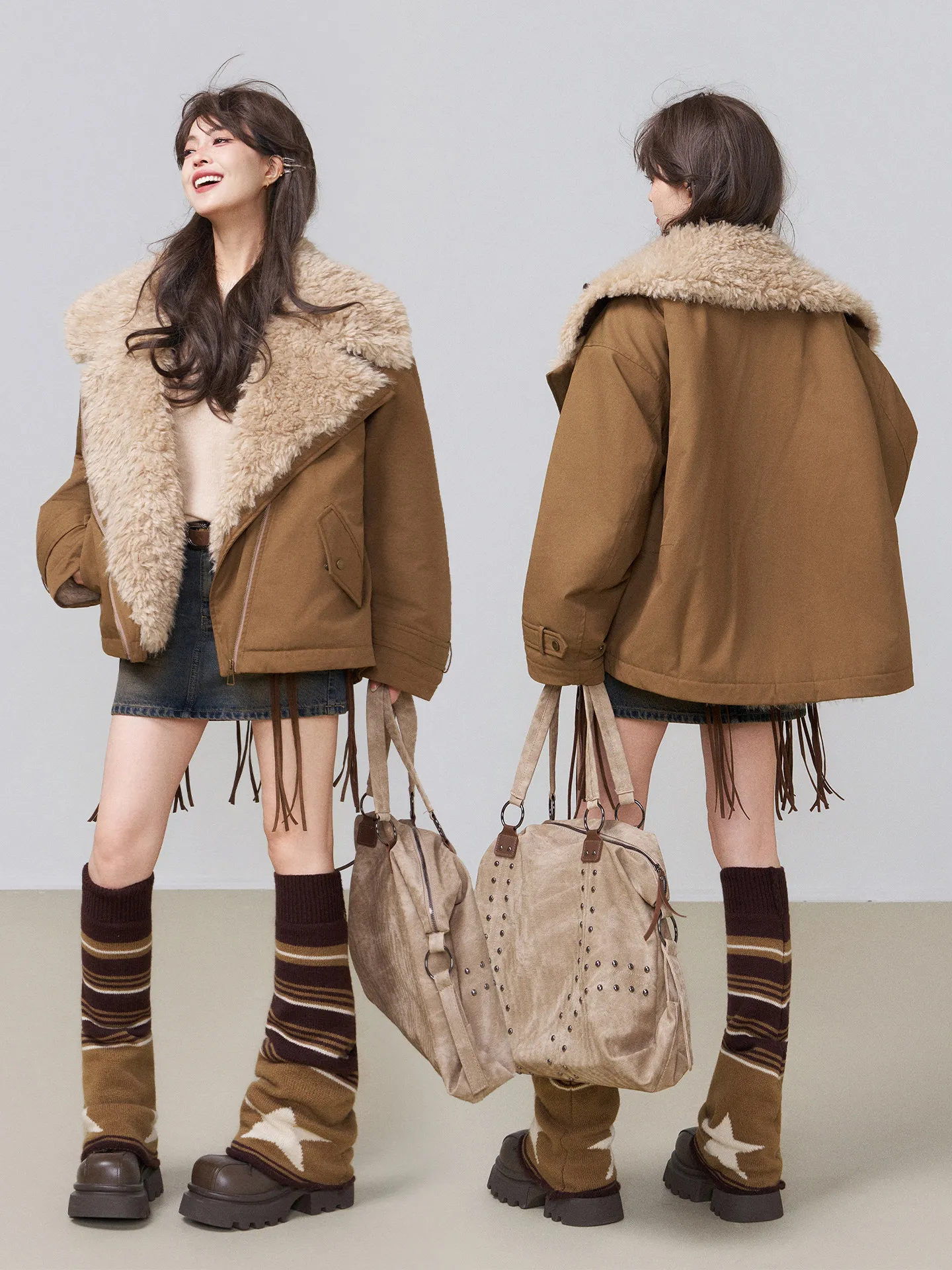 Winter New Women's Lambhair Jacket Loose Windproof Commuter Pike Cotton Jacket