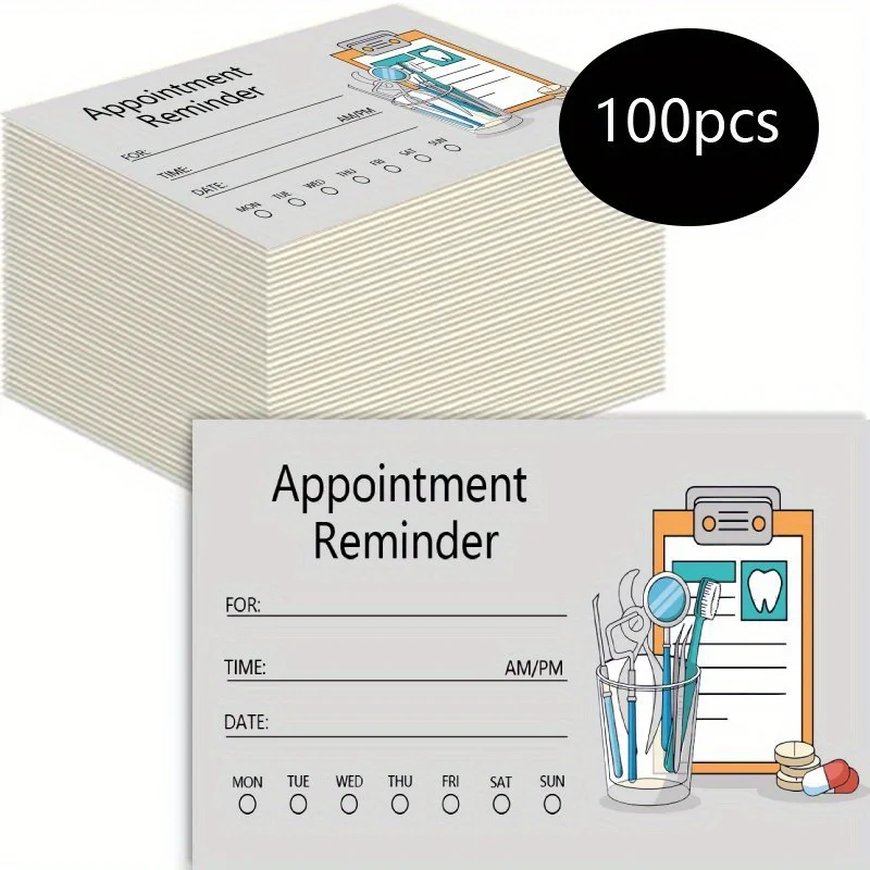 100pcs Professional Appointment Reminder Cards, Suitable for Dentists, Therapists, Doctors, and Patient Thank-you Cards
