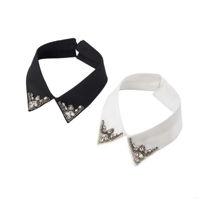 2026 New Elegant Rhinestones Studded Detachable Collar For Women Adjustable Back Closure Polyester Accessory Evening Party Wear