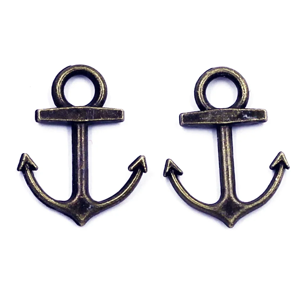 

50Pcs Pendants Anchor With Ship Sea For Charms Bracelets Metal Alloy Bronze Tone Jewelry DIY Findings 18x14mm