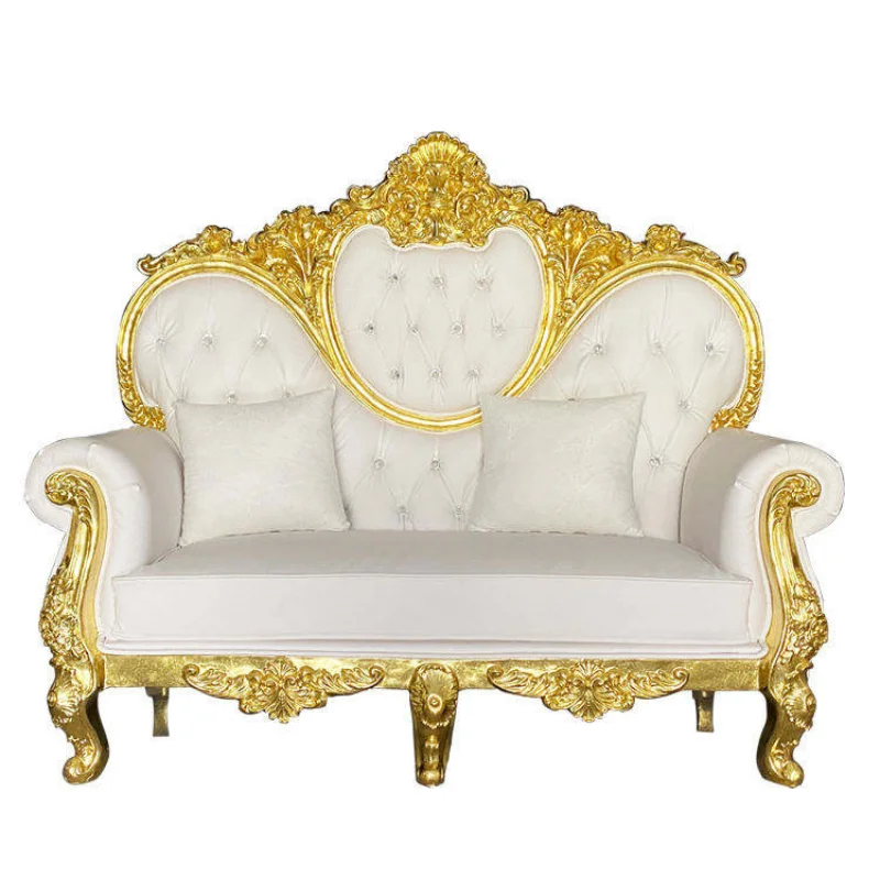 King and queen high back cheaper gold throne chairs royal luxury wedding chair for groom and brid