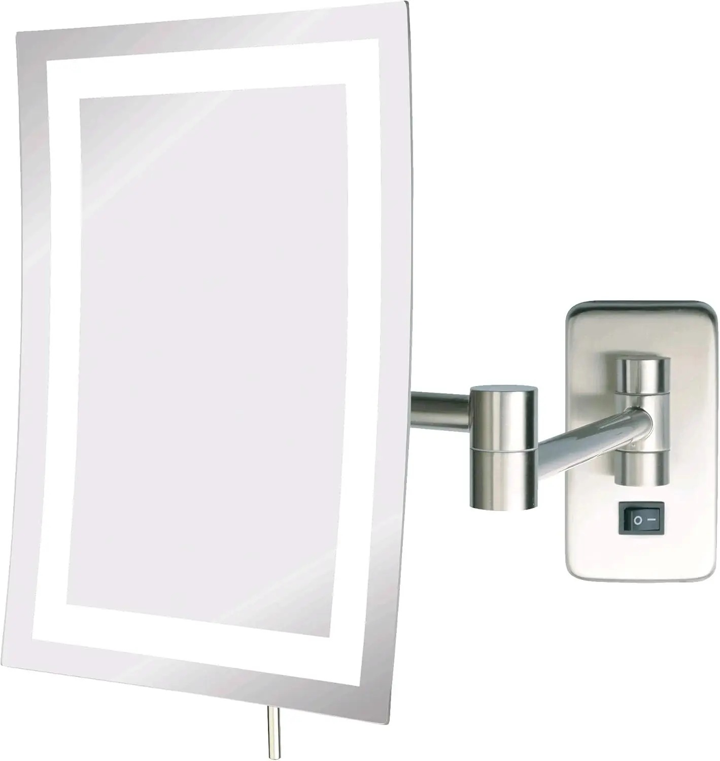 Makeup Area Application, Glass & Metal Material, Nickel Color, 5X Magnification with LED Lights Wall Mount Makeup Mirror