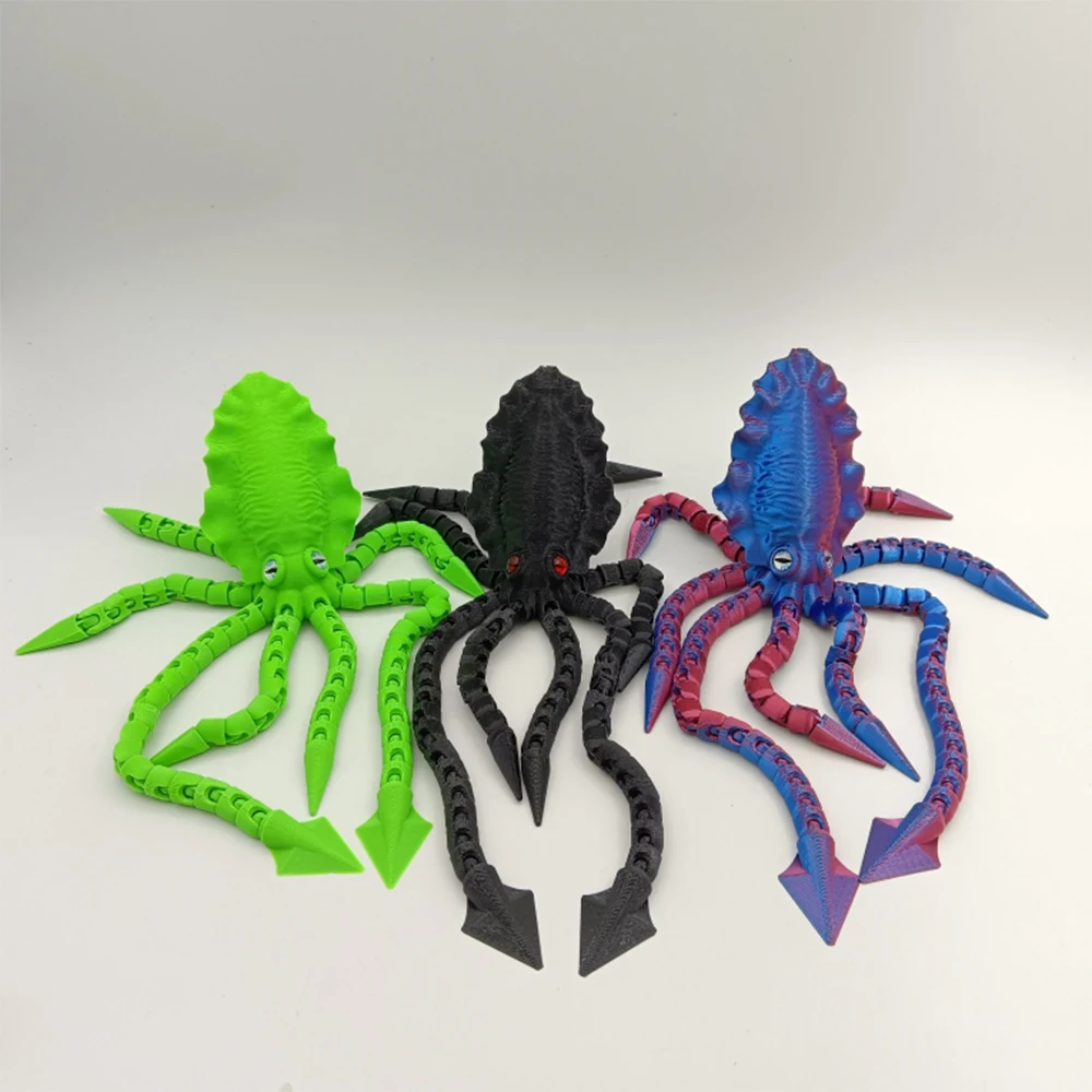 3D Printed Model Toys Multi-Jointed Adjustable Toy Squid Fishbowl Ornament Luminous Ocean Animal Decorative Desktop Boys Gifts