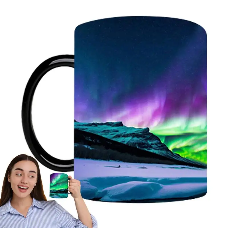 

Color Changing Coffee Mugs Novelty Ceramic Coffee Mugs Northern Light Heat Change Mug 350ml Sublimation Mugs Gradient Coffee Cup