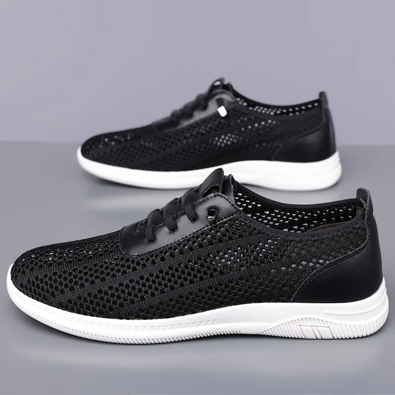 Mens Shoes Summer Breathable Casual Mesh Shoes Outdoor Lightweight Walking Shoe Comfort Driving Shoes Men Hollowed-out Sandalias