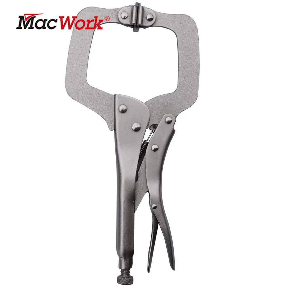 MacWork 11 inch Heavy Duty Locking C-Clamp with Swivel Pads Wide Mouth Welding Locking Pliers C-Type Vise Grip Tools