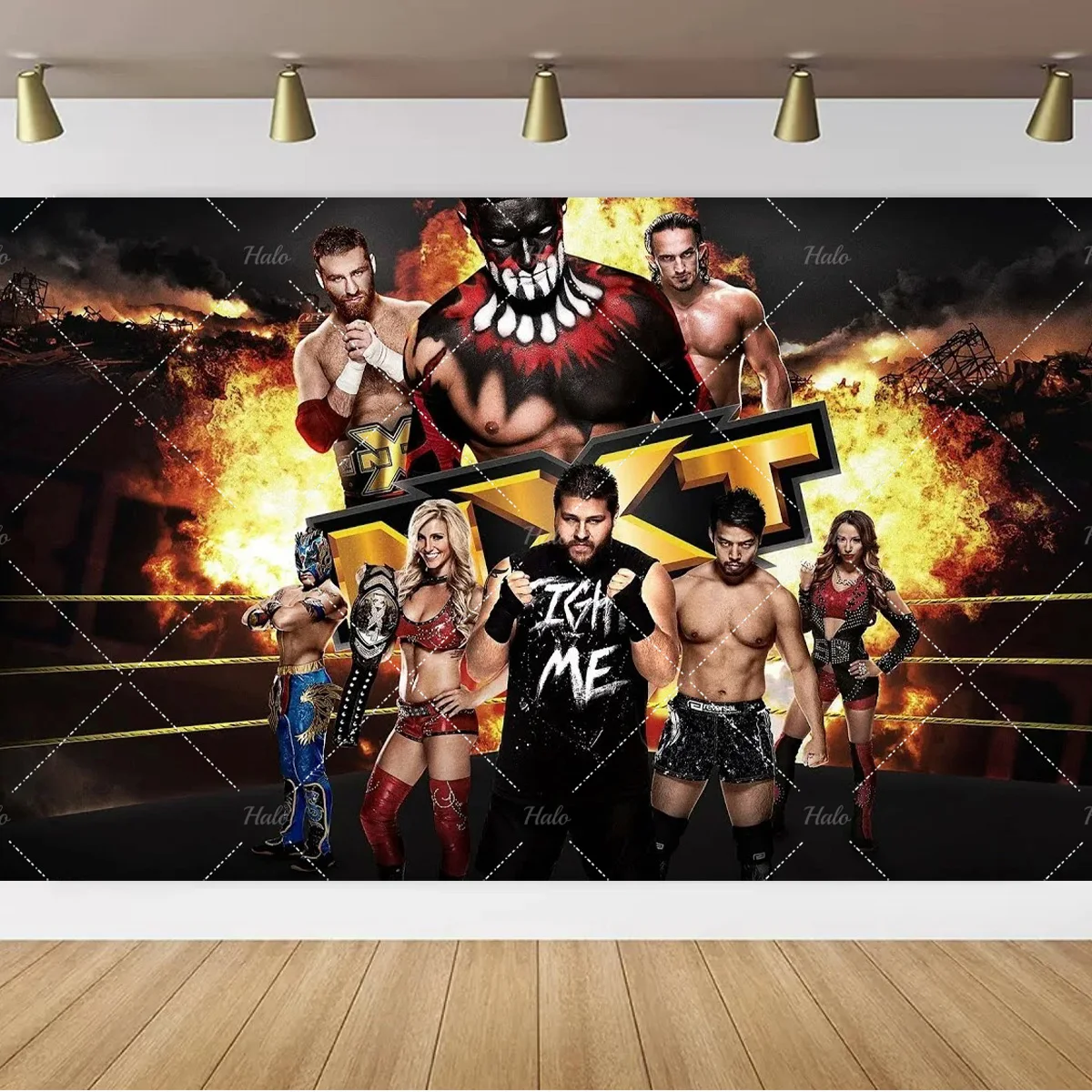 Wrestling Triathlon Party Decoration Backdrop WWE Happy Birthday Banner Backdrop Baby Shower Party Supplies