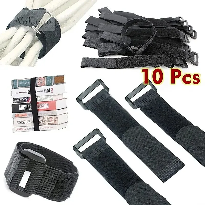 10pcs 20*200mm Reusable Self-adhesive Nylon Zip Ties Cable Fasteners Harness for Organizing Wires