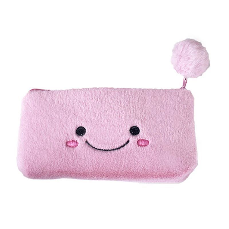 Милый мультяшный плюшевый пенал с улыбкой, простые модные сумки-карандаши, кавайная сумка для хранения канцелярских принадлежностей, большой вместительный пенал, подарки