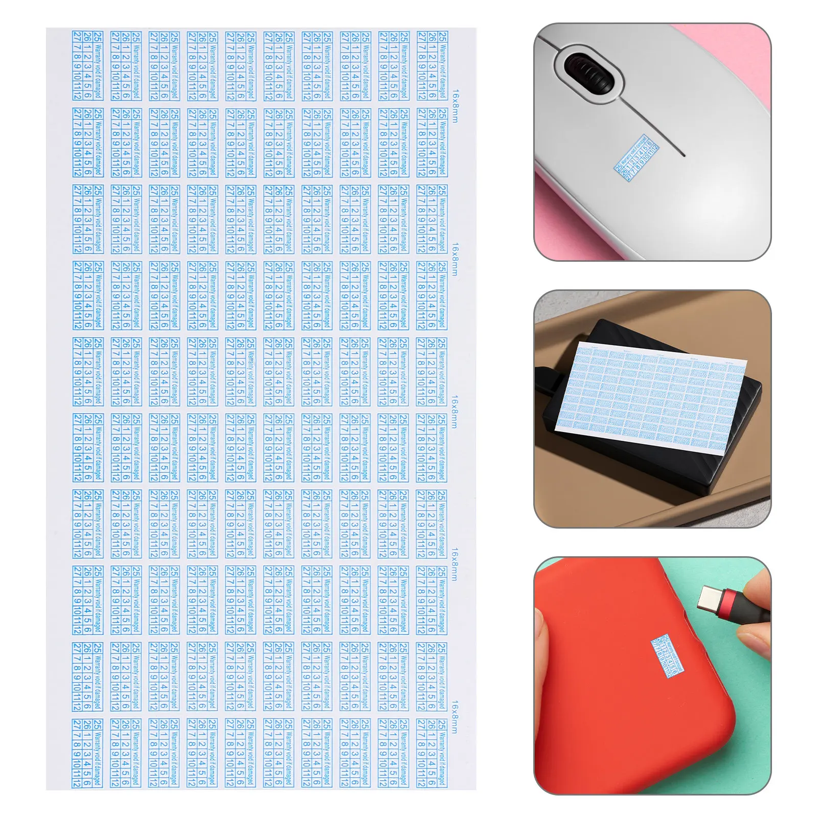 

500Pcs Tamper Proof Warranty Stickers Instant Breakage Security Seals for Plastic Cases Industrial Equipment Date Tracking Anti