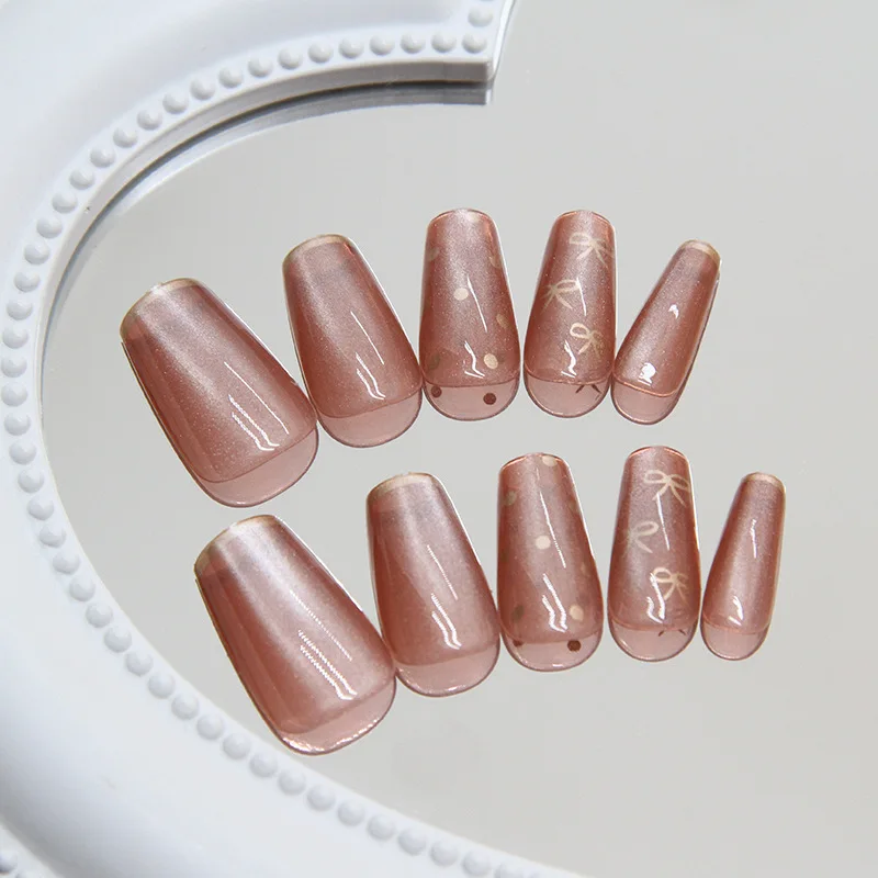 Coffin Shaped False Nails Set With Nail File And Jelly Glue_voghion.com