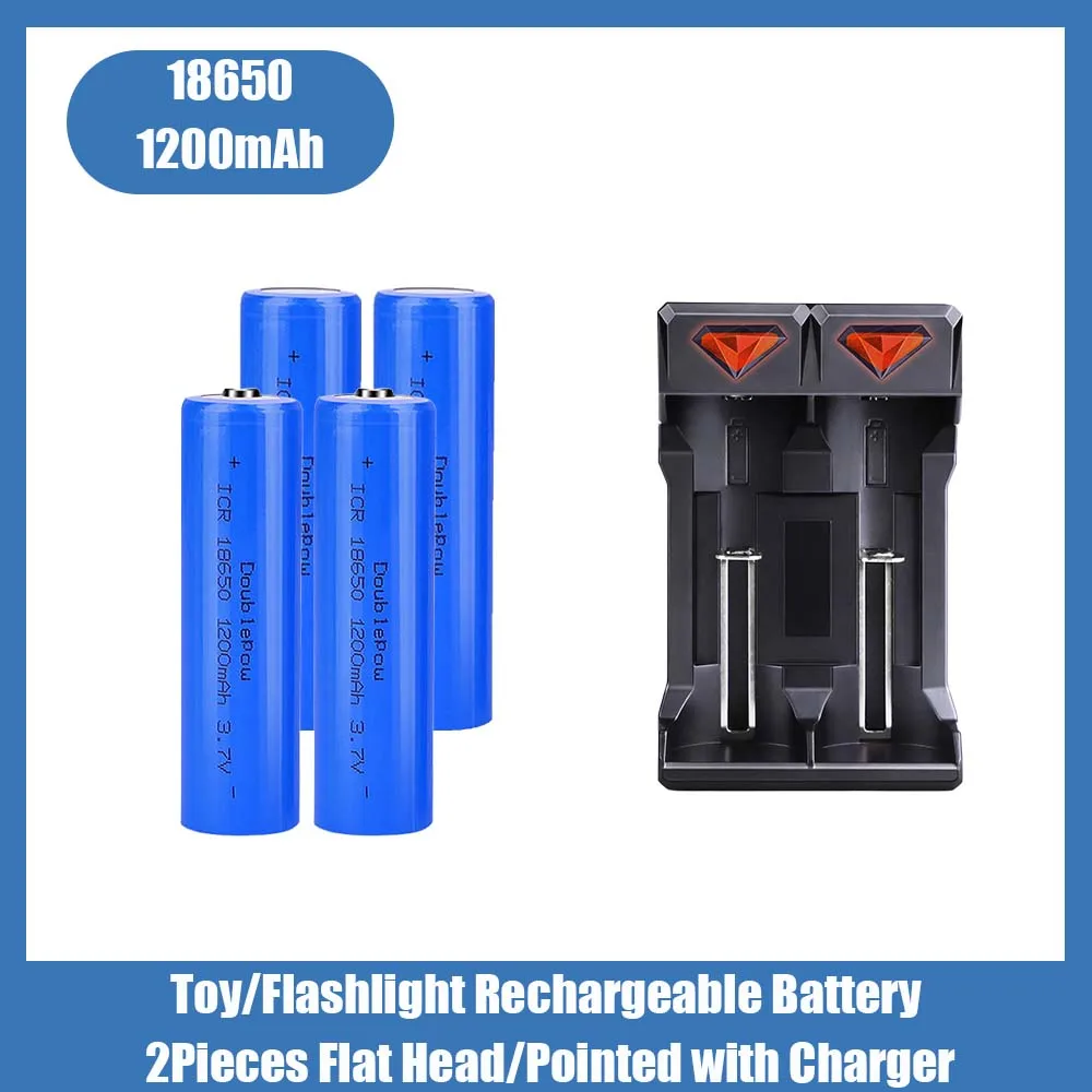 1200 mah 18650 Lipo Batterien Mit Ladegerät 3,7 V 18650 Wiederaufladbare Lilon Batterie Für Taschenlampe Mikrofon Scheinwerfer Fan Spielzeug
