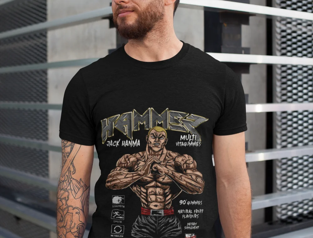 Jack Hanma Anime Camiseta, Baki Hanman Yuujirou Filho de Ogre, Manga manga