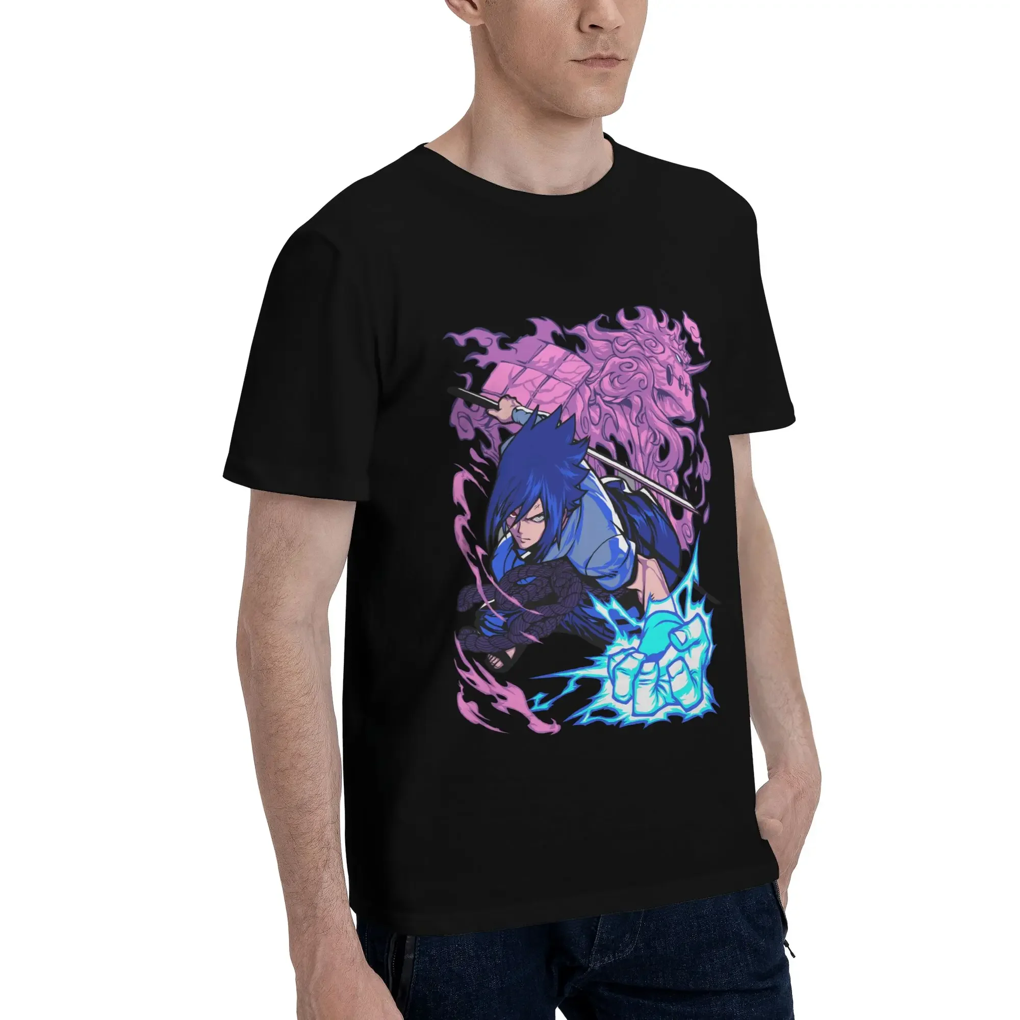 Anime Naruto Sasuke Uchiha Premium Men T-Shirt Clothes  Humorous Tee Shirt Short Sleeve fugees 100% Cotton