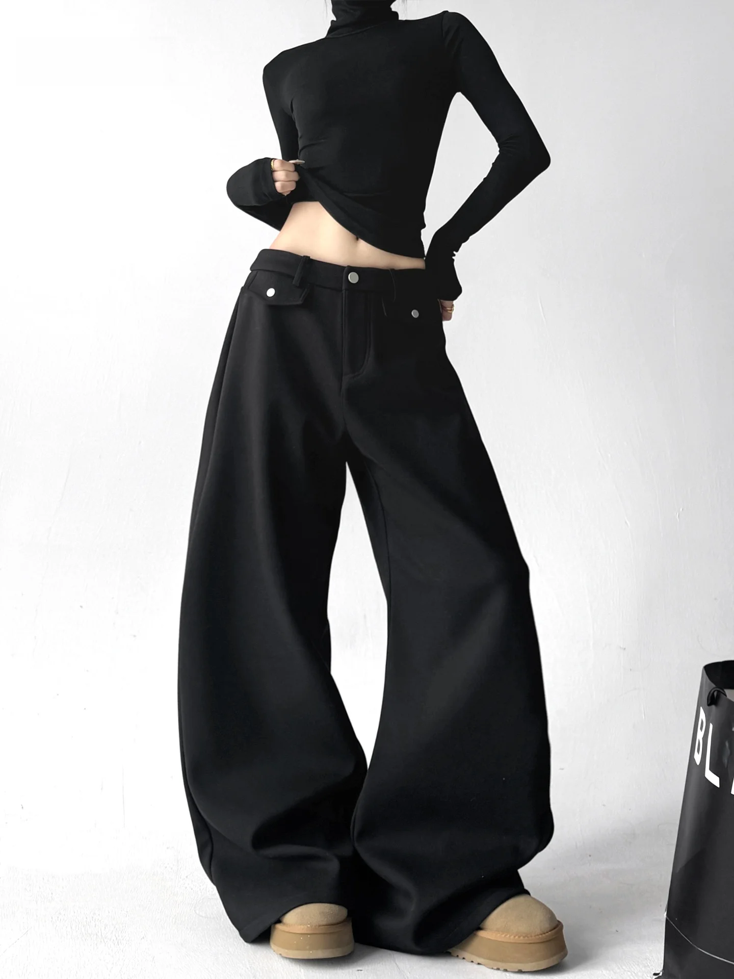 Simple Bla Wide Leg…