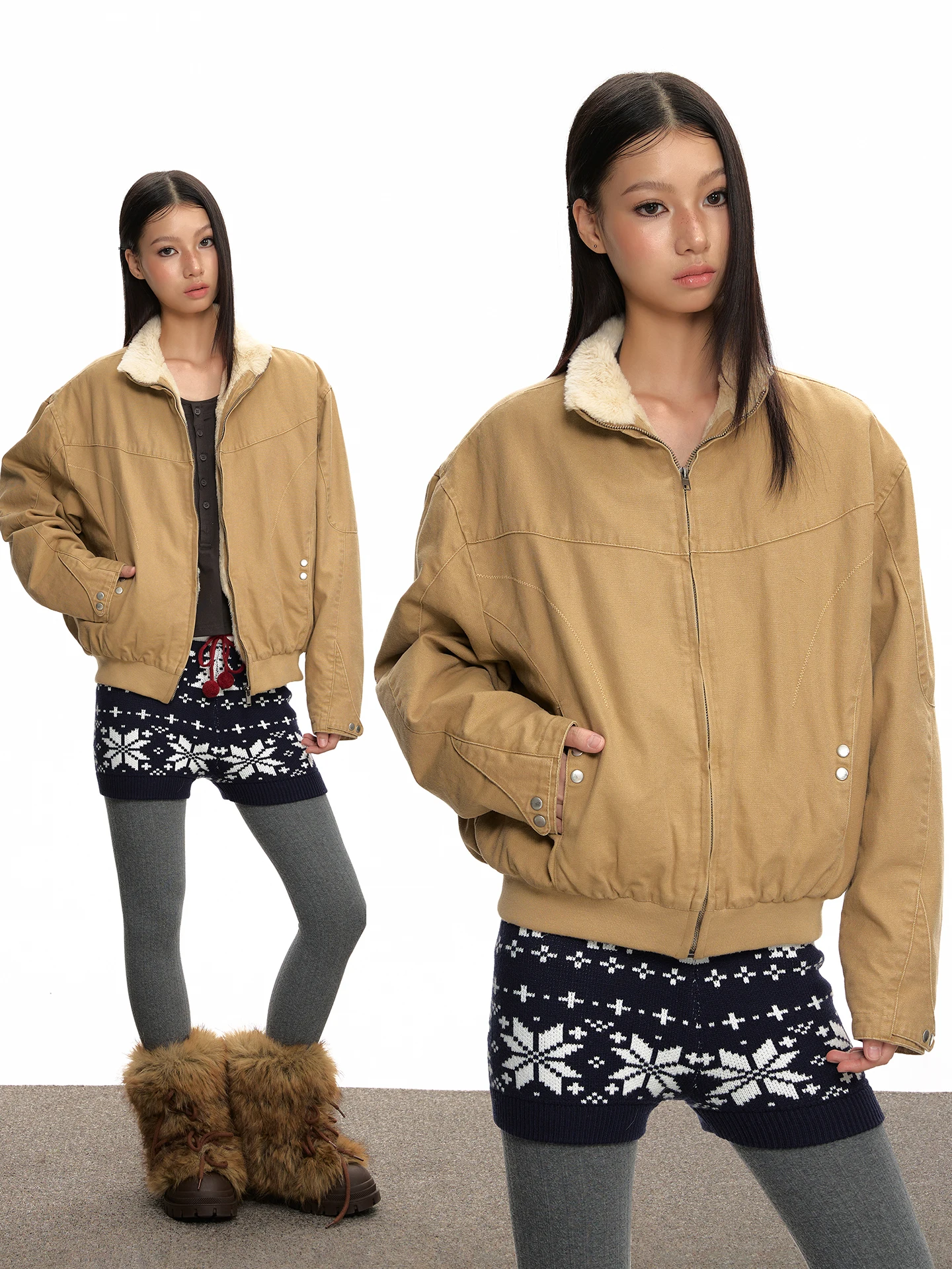 

НДС, американский хлопковый джет в стиле ретро, женская пригородная универсальная верхняя одежда с воротником-стойкой, внутренняя часть из кроличьего меха