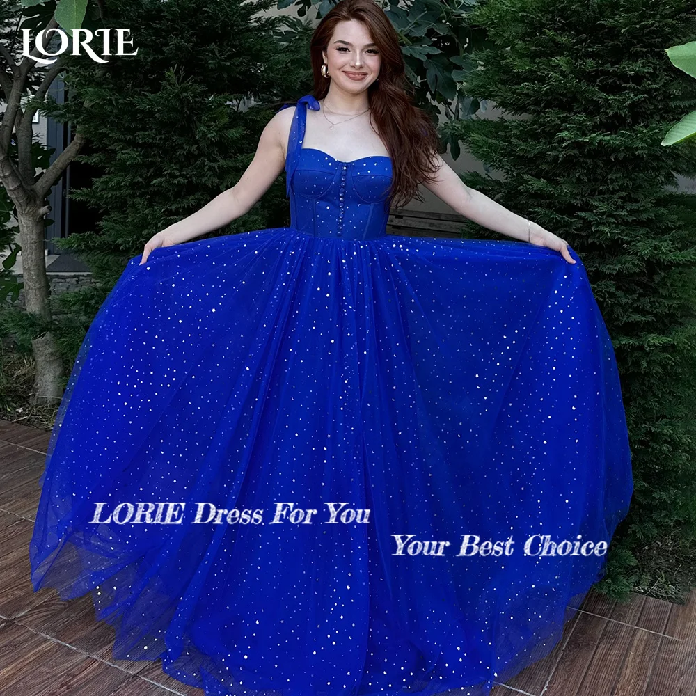 LORIE Sequin Formal Evening Dress A-line Sparkly Party Dress Elegant Prom Dress Bow Shoulder Ball Dress Backless Party Gown 2024