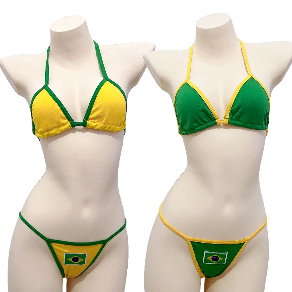 Sexy Bikini 2024 Women Brazil Embroidery Bra G-string Thong Underwear Lingerie Swimsuit Low Waist Bikinis Sets Beach Swimwear
