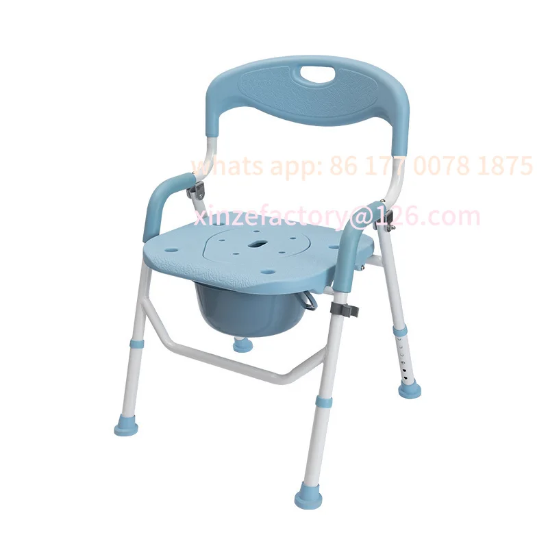 

Customizable aluminum alloy high backrest folding bath chair elderly toilet chair