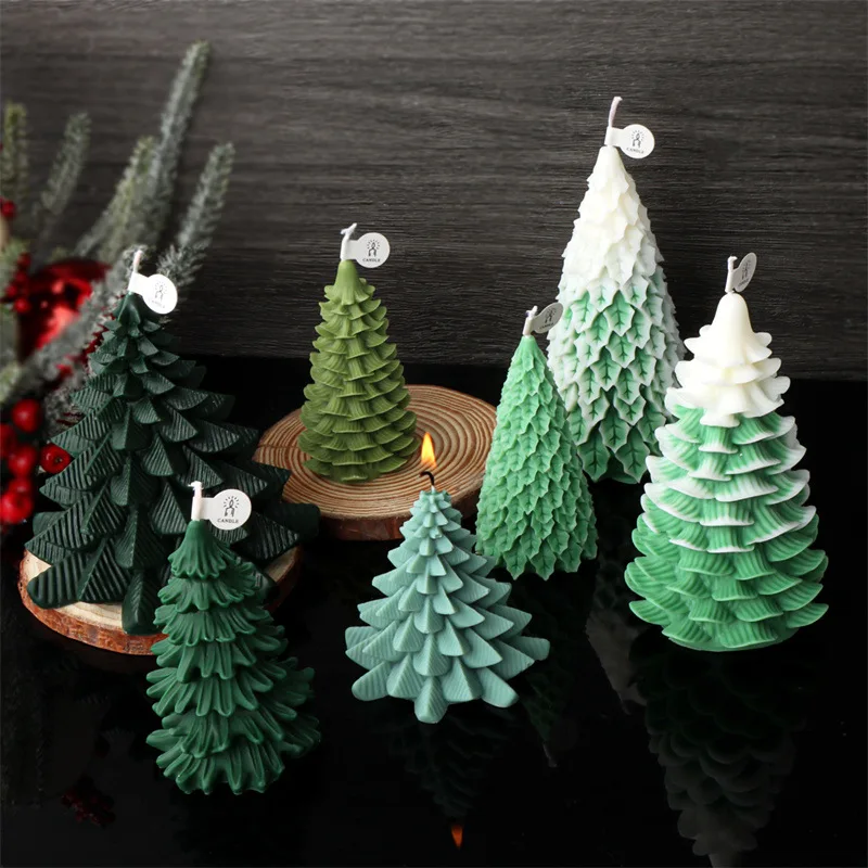 3D Christmas Tree Candle Molds Silicone Pine Tree Silicone Mold for Epoxy Resin Casting DIY Festive Aromatherapy Candle Supplies