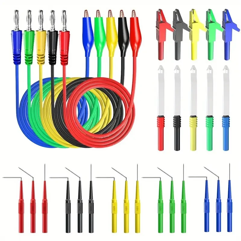 30PCS Back Probe Kit Multimeter Test Leads 4mm Banana Plug to  Alligator Clips Wire Piercing Probe Automotive Tool P1920B