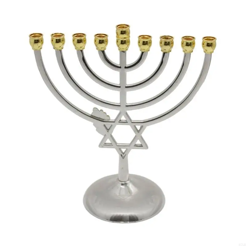 97QD Hanukkah Stand Festive Celebration Holder 9 Branch Satnd