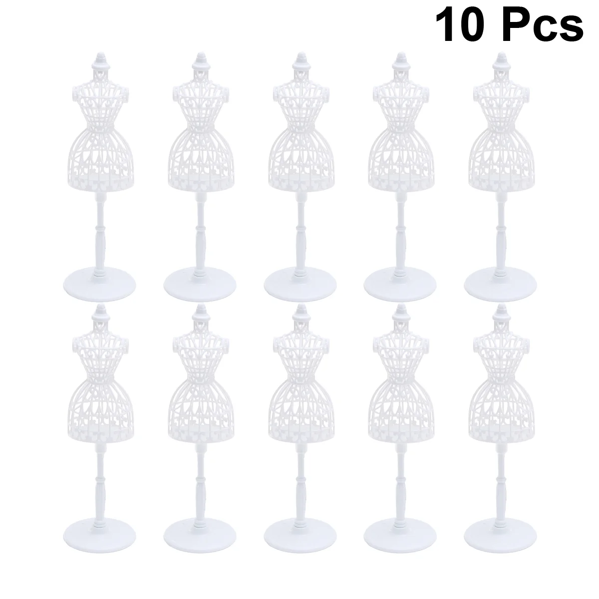 

10 Pcs Dollhouse Dress Form Girls Toys Mannequin Model Stand Cloth Mini White Dresses