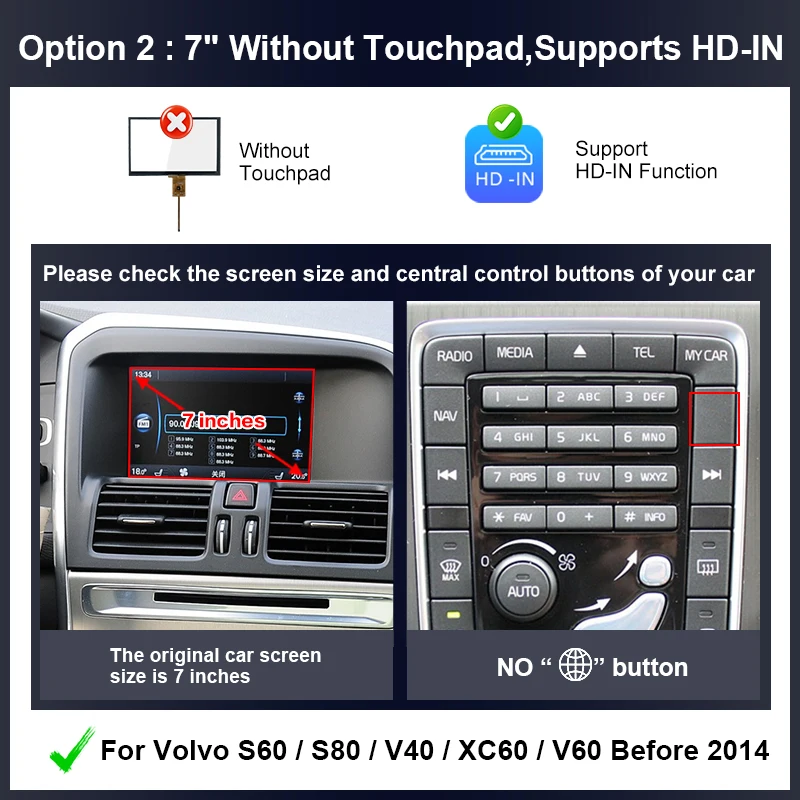 Wireless CarPlay For Volvo S60 S80 V40 XC60 V60 Before 2014 ,With Android Auto Mirror Link IOS Airplay Navigation,USB Player image 3