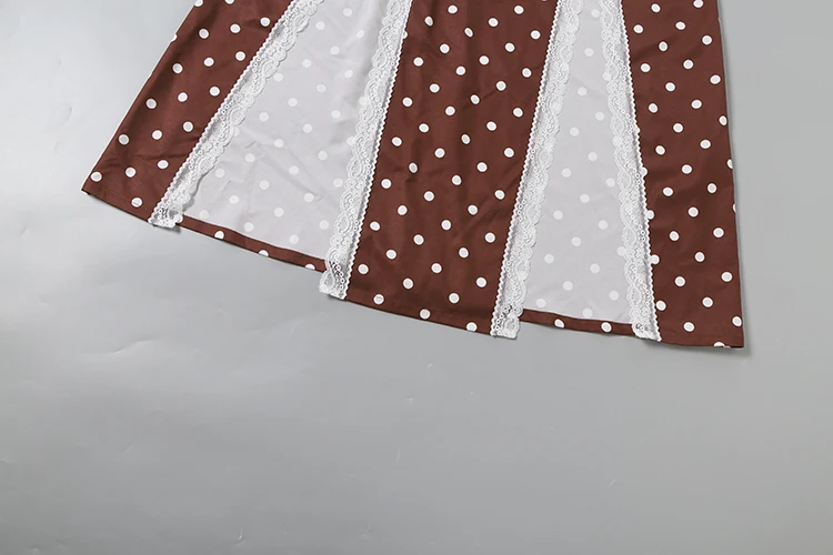 Weird Puss Maxikleid mit Polka-Dot-Print für Damen, Patchwork-Spitze, hoher Schlitz, V-Ausschnitt, ärmellos, Street-Fashion, Party, klassisches Vestido – Detail 10