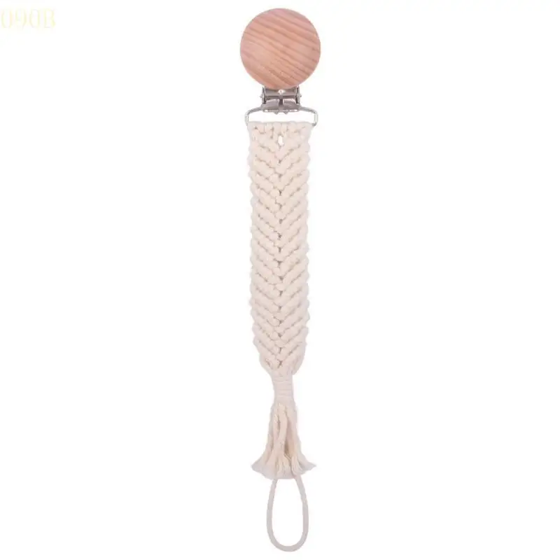 

090B Pacifier Clips Cotton Wooden Holder Newborn Soother Chains for Baby Girls