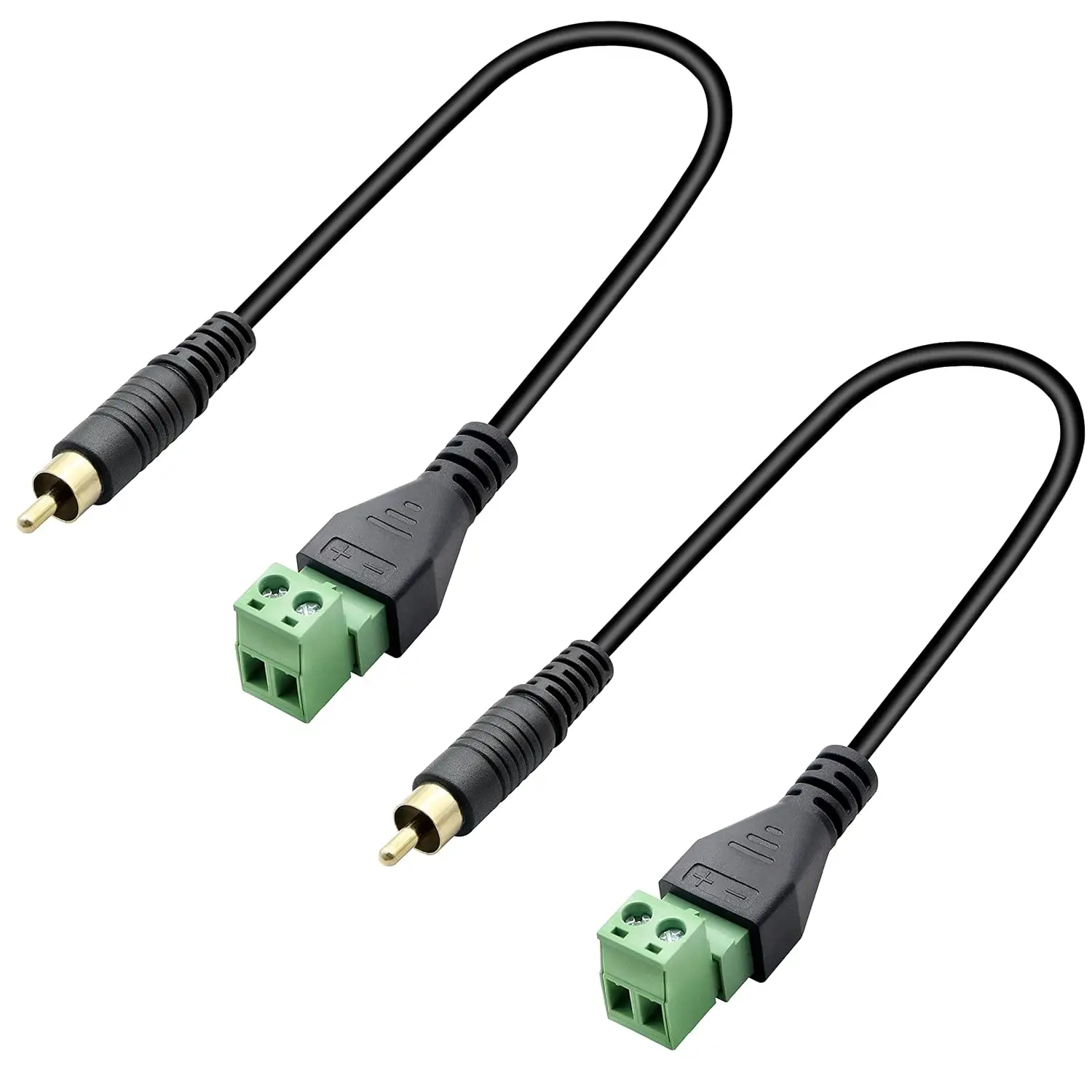 

2PCS Phono Adapter RCA Male to 2Pin Screw Terminal Female Connector Audio/Video Free-Soldering Cable for CCTV CD Player Speaker