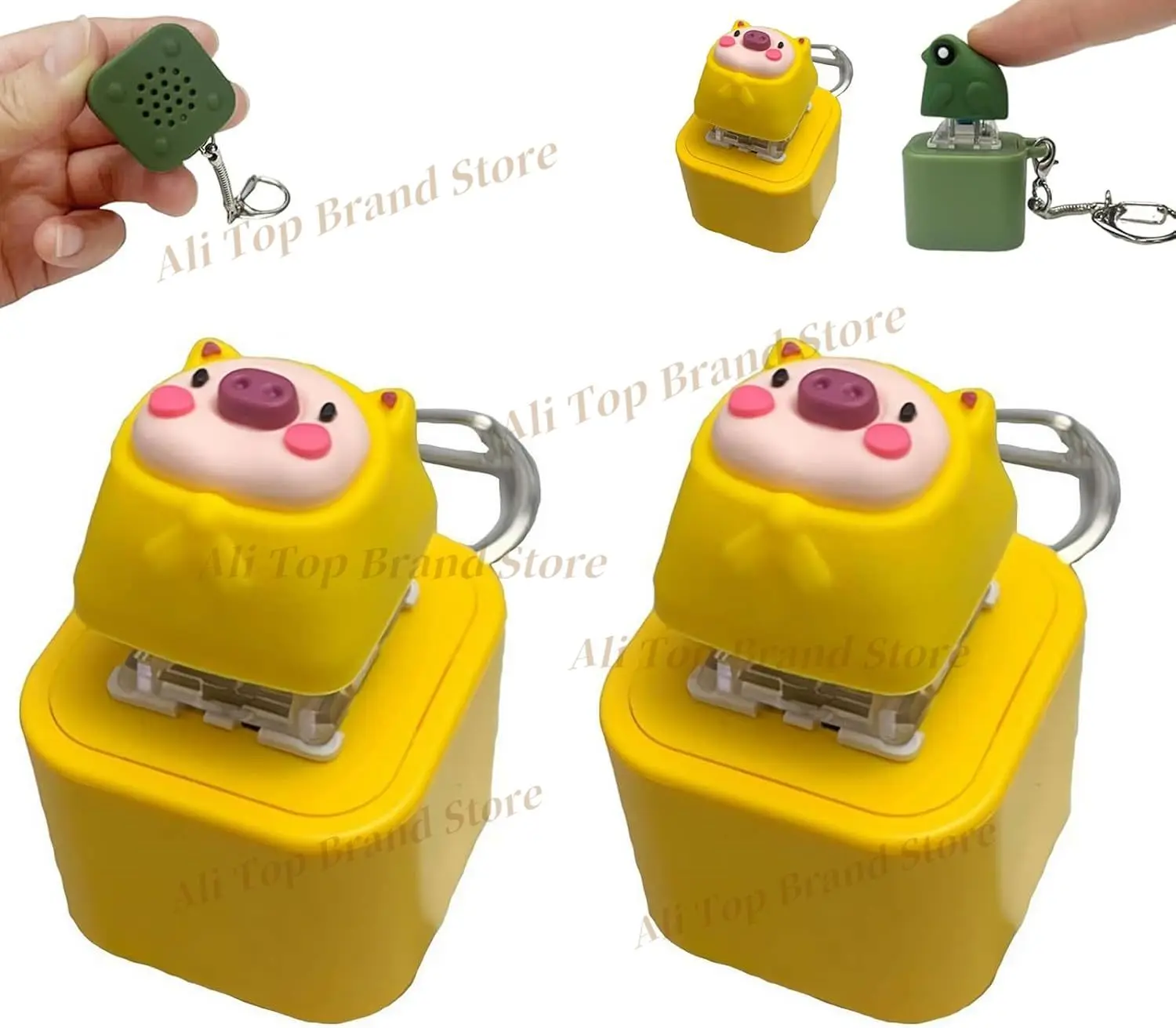 Pig Croaking Fidget Toys - Rechargeable Frog/Pig Croaking Keychain,Keyboard Clicker Fidget Toys for Anxiety & Sensory Fun