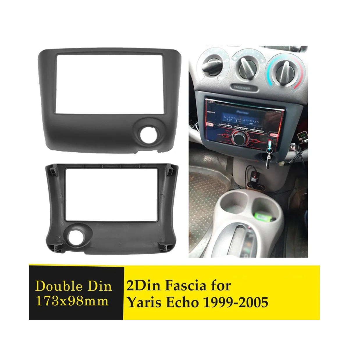 2Din Car Stereo Radio Fascia for Toyota Vitz Yaris 1999-2005 Dashboard Video DVD Player Panel Frame Mounting Trim