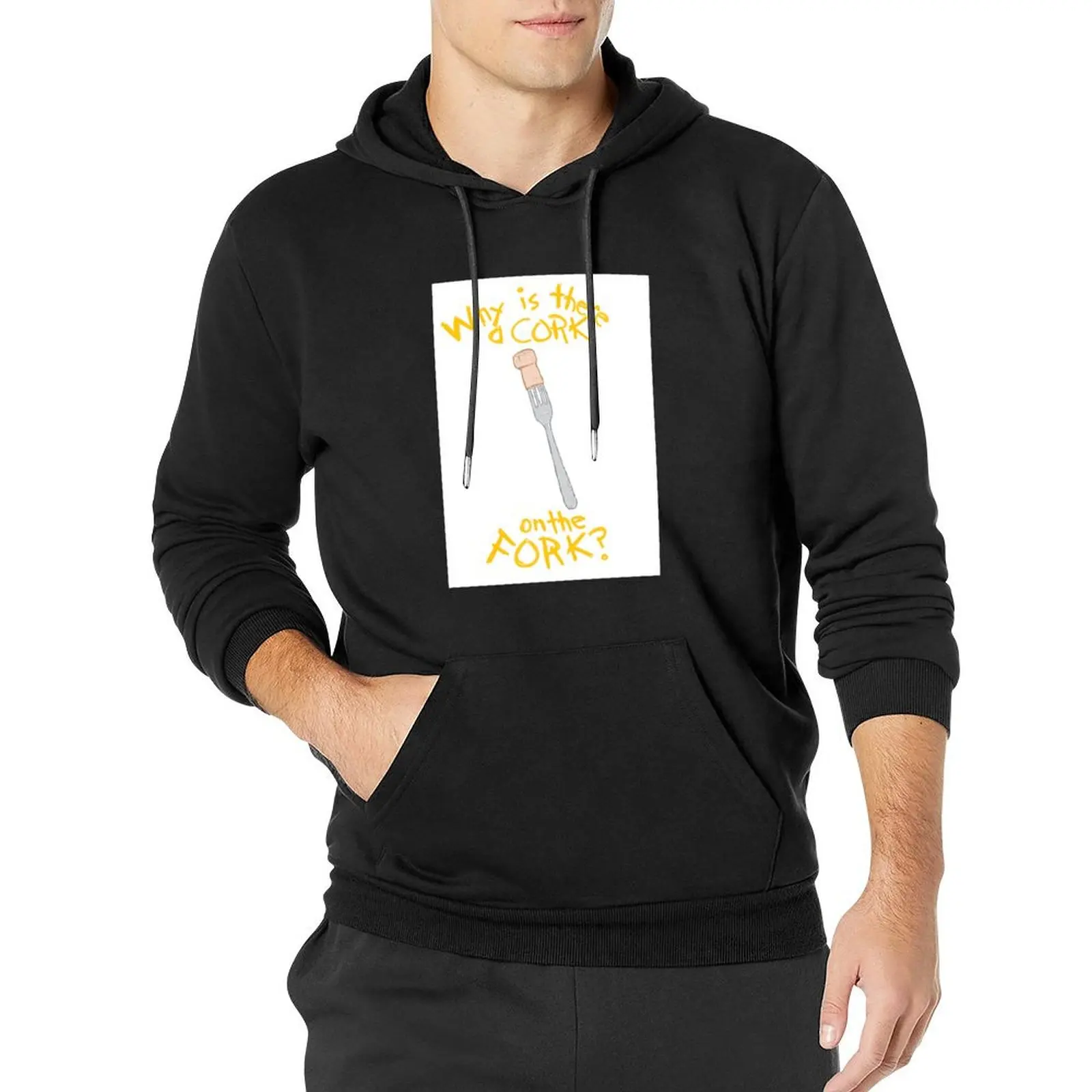 

Why is there a Cork on the Fork Pullover Hoodie japanese style streetwear men man hoodie