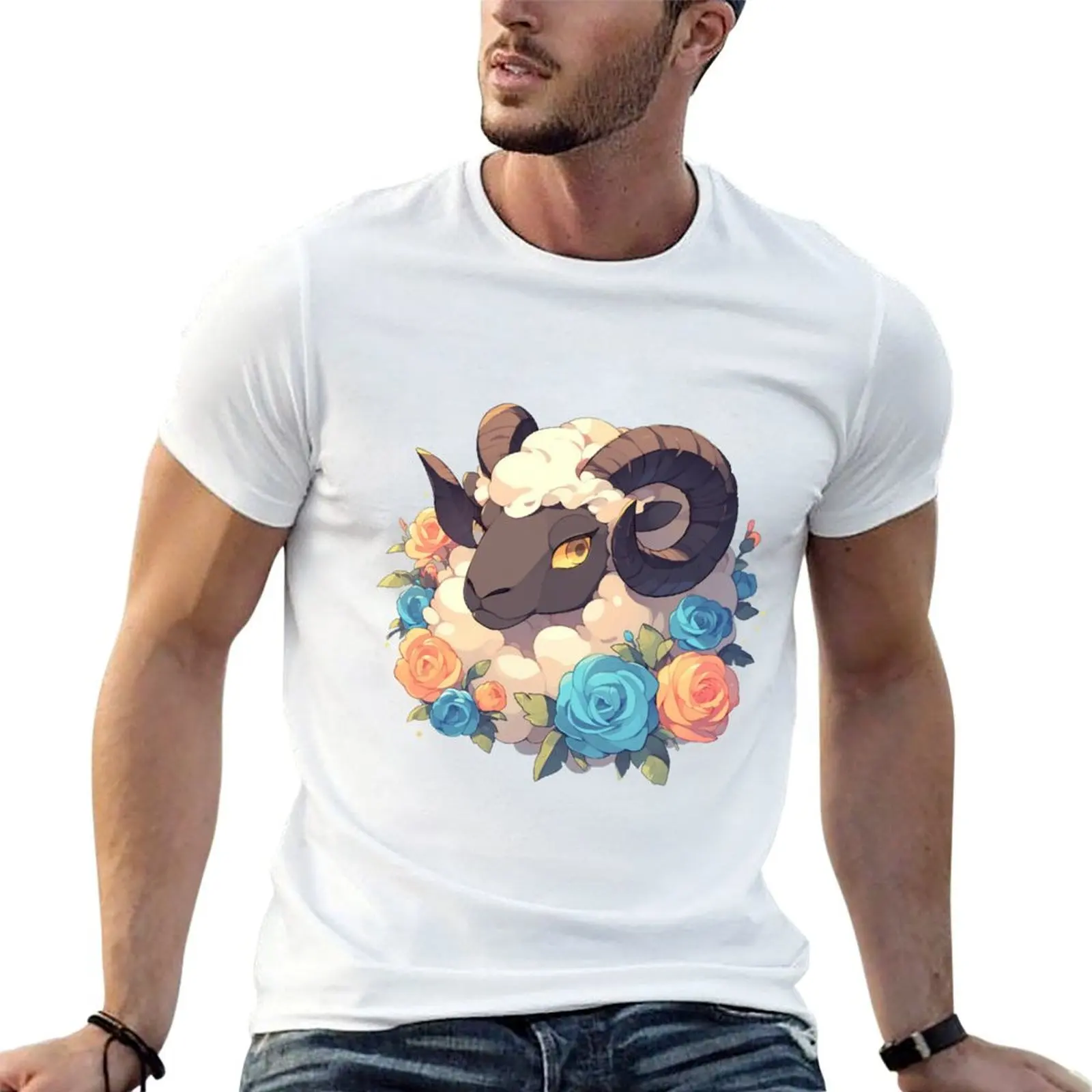 

shirt man Cute , angry cotton T-Shirt tshirt 100% journaling t flowers graphic ram poster ram flowers, // // ram