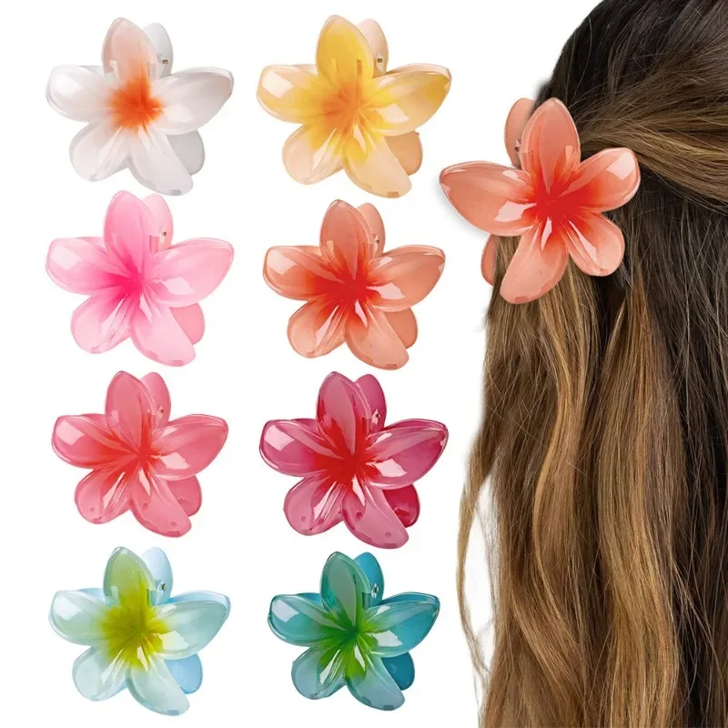 Fashion Women Beach Vacation Bohemia Egg Flower Hair Clips Flower Large Hair Claw Hairpin Women Girls Accessories