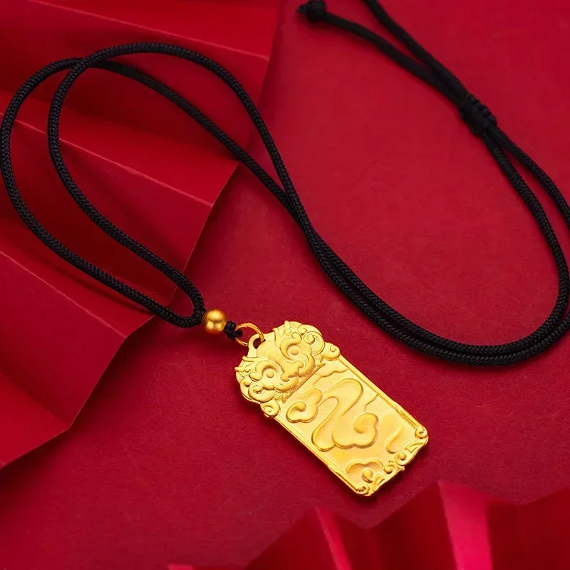 9999 Real Gold 24K Ancient Law Inheritance Xiangyun Qilin Pendant Men's Nafu Qilin Safe Card